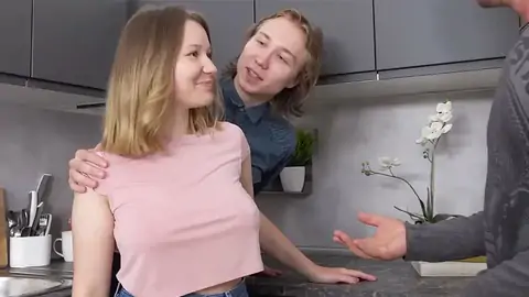 Nice towheaded doll is cuckold on her beau for some cash