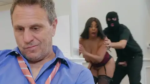 Burglar completes up pounding a huge-chested dark-hued with enormous bobos