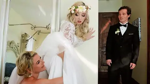 The groom catches the wife scissoring a lezzy