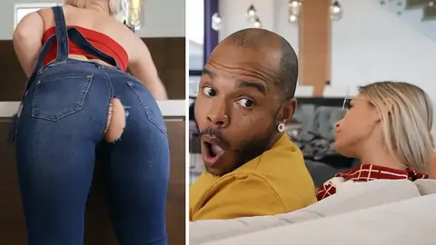 BIG BLACK COCK is screwing curvy light-haired tramp in the kitchen