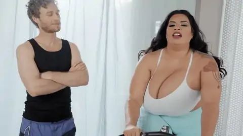 He can't help but stare at her huge bra-stuffers