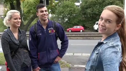 Czech sauna features one dude and two teenager girls