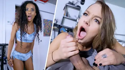 Dark-haired dark-hued spying on a fellow getting a POINT OF VIEW deep throat