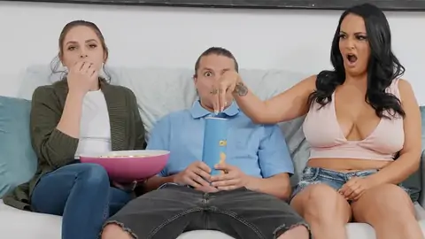 Prank on gigantic mounds friend while gf is seeing TV