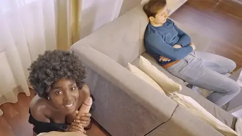 Dark-hued ultra-cutie with bouncy ass pokes while bf sleeps